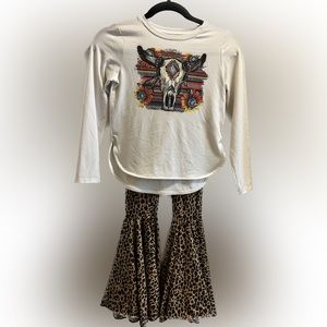Girls leopard bell bottoms size 7-8